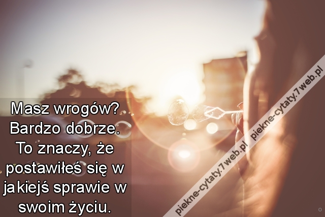Masz wrogów? Bardzo dobrze. To znaczy, że postawiłeś się w jakiejś sprawie w swoim życiu.