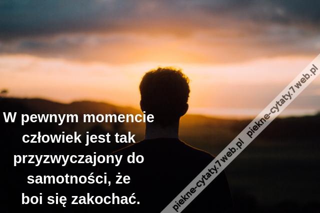 W pewnym momencie człowiek jest tak przyzwyczajony do samotności, że boi się zakochać.