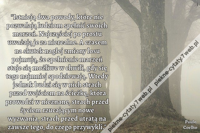 Istnieją dwa powody, które nie pozwalają ludziom spełnić swoich marzeń. Najczęściej po prostu uważają je za nierealne. A czasem na skutek nagłej zmiany losu pojmują, że spełnienie marzeń staje się możliwe w chwili, gdy się tego najmniej spodziewają. Wtedy
