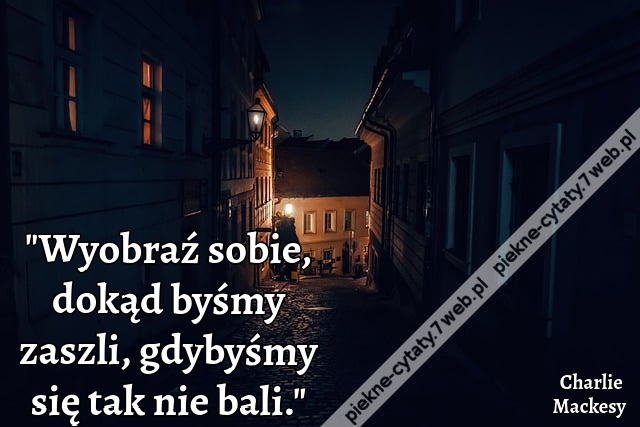 "Wyobraź sobie, dokąd byśmy zaszli, gdybyśmy się tak nie bali."